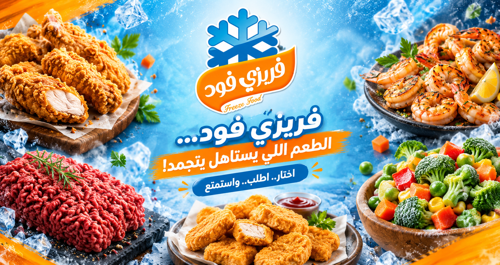 Freeze Food assortment of frozen food products
